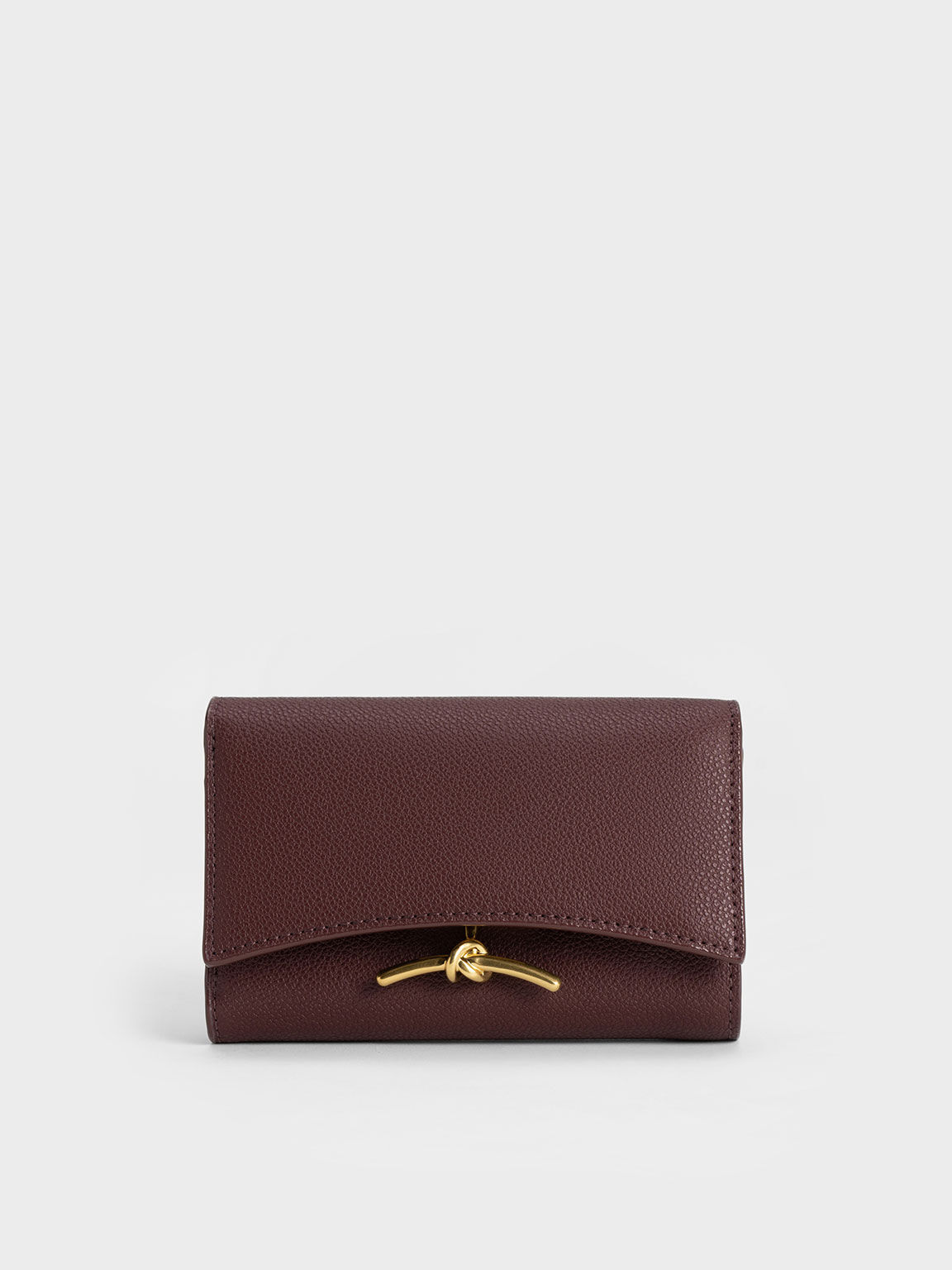 Huxley Metallic Accent Front Flap Wallet, Dark Chocolate, hi-res