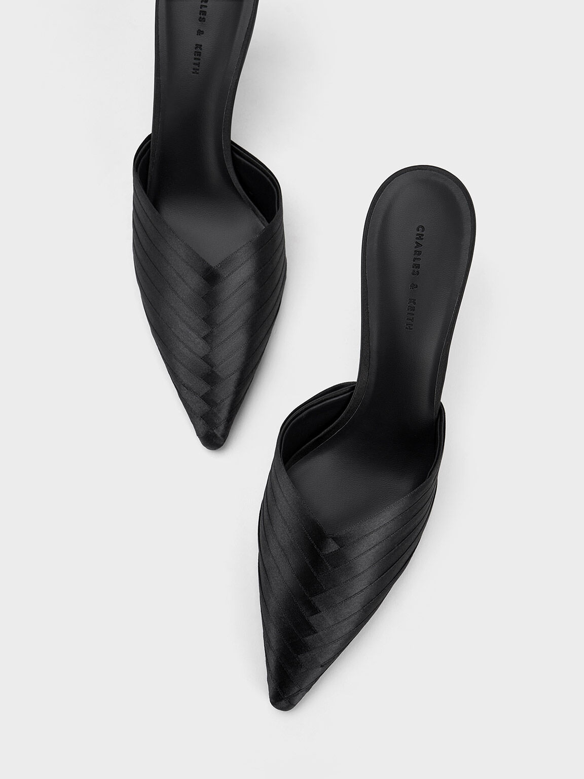 Recycled Polyester Cylindrical Heel Mules, Black, hi-res