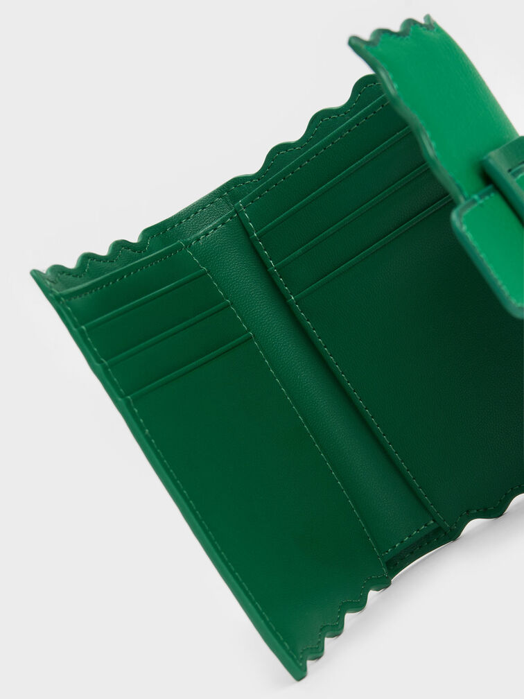 محفظة وافرلي بحواف مموجة أنيقة, لون أخضر, hi-res