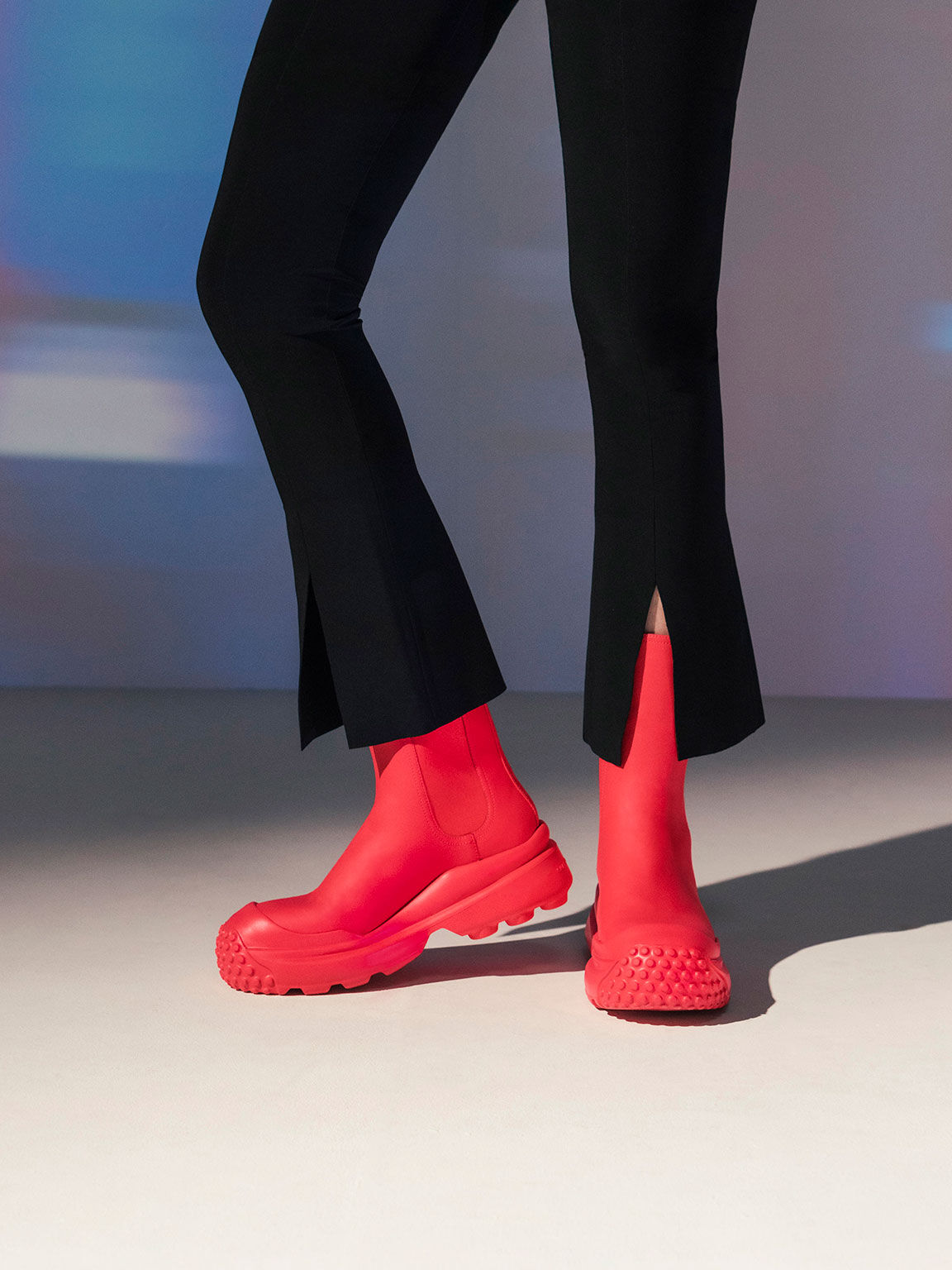 Elba Round-Toe Chelsea Boots, Red, hi-res