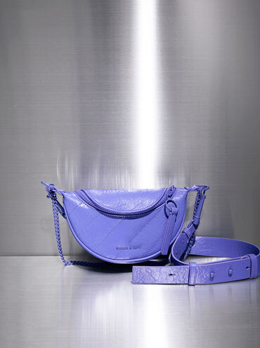 Philomena Half-Moon Crossbody Bag, Purple, hi-res