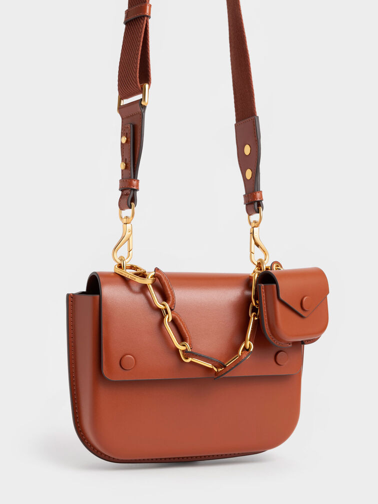 Amber Chain Handle Push-Lock Handbag, Brick, hi-res
