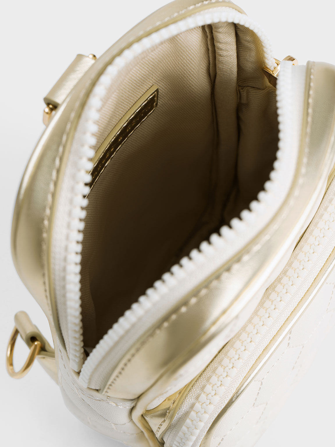 Textured Elongated Crossbody Bag, Gold, hi-res