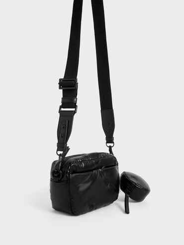 حقيبة سيانا من النايلون بتصميم بوكسي, أسود, hi-res