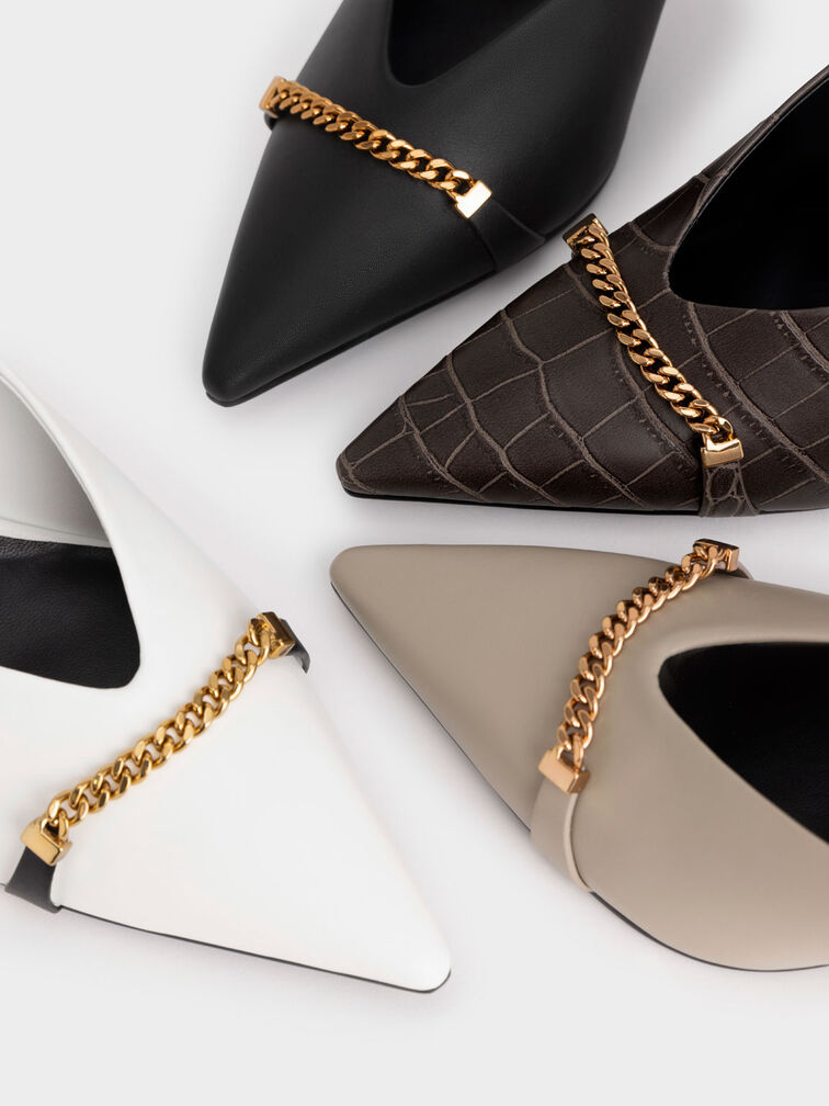Chain Link D'Orsay Pumps, Black, hi-res