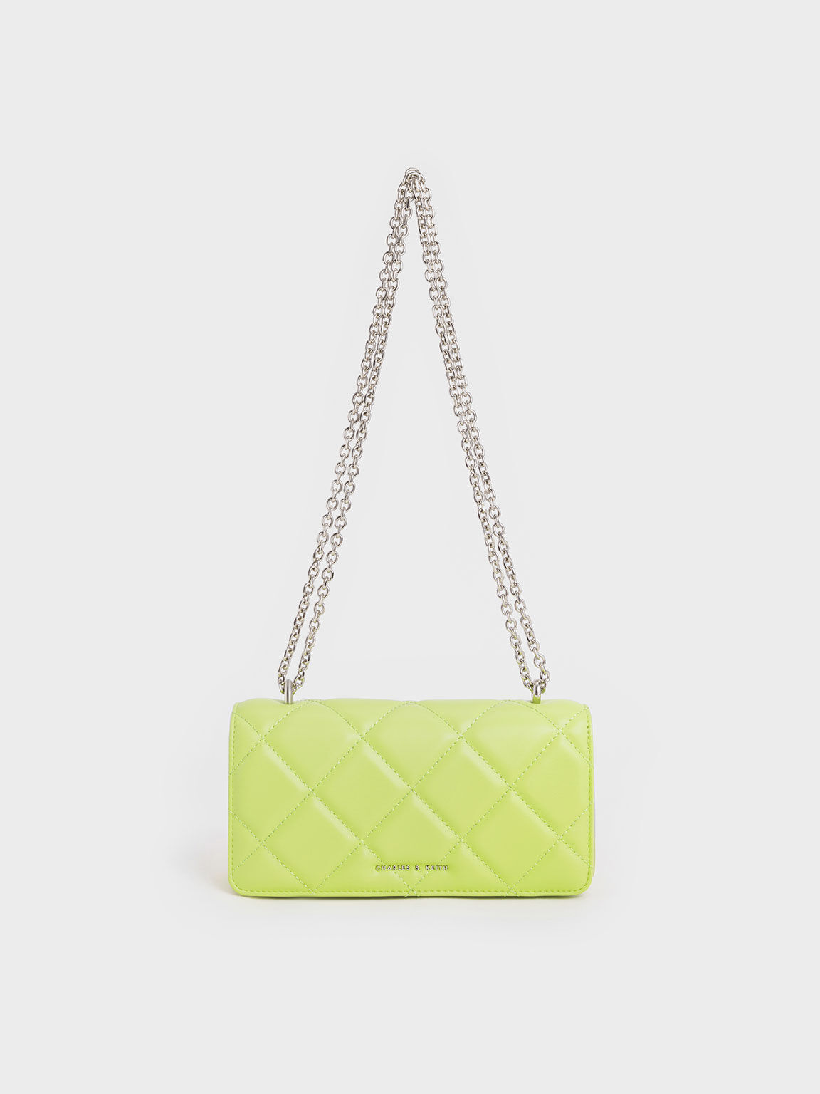 Paffuto Chain Handle Quilted Long Wallet, Lime, hi-res