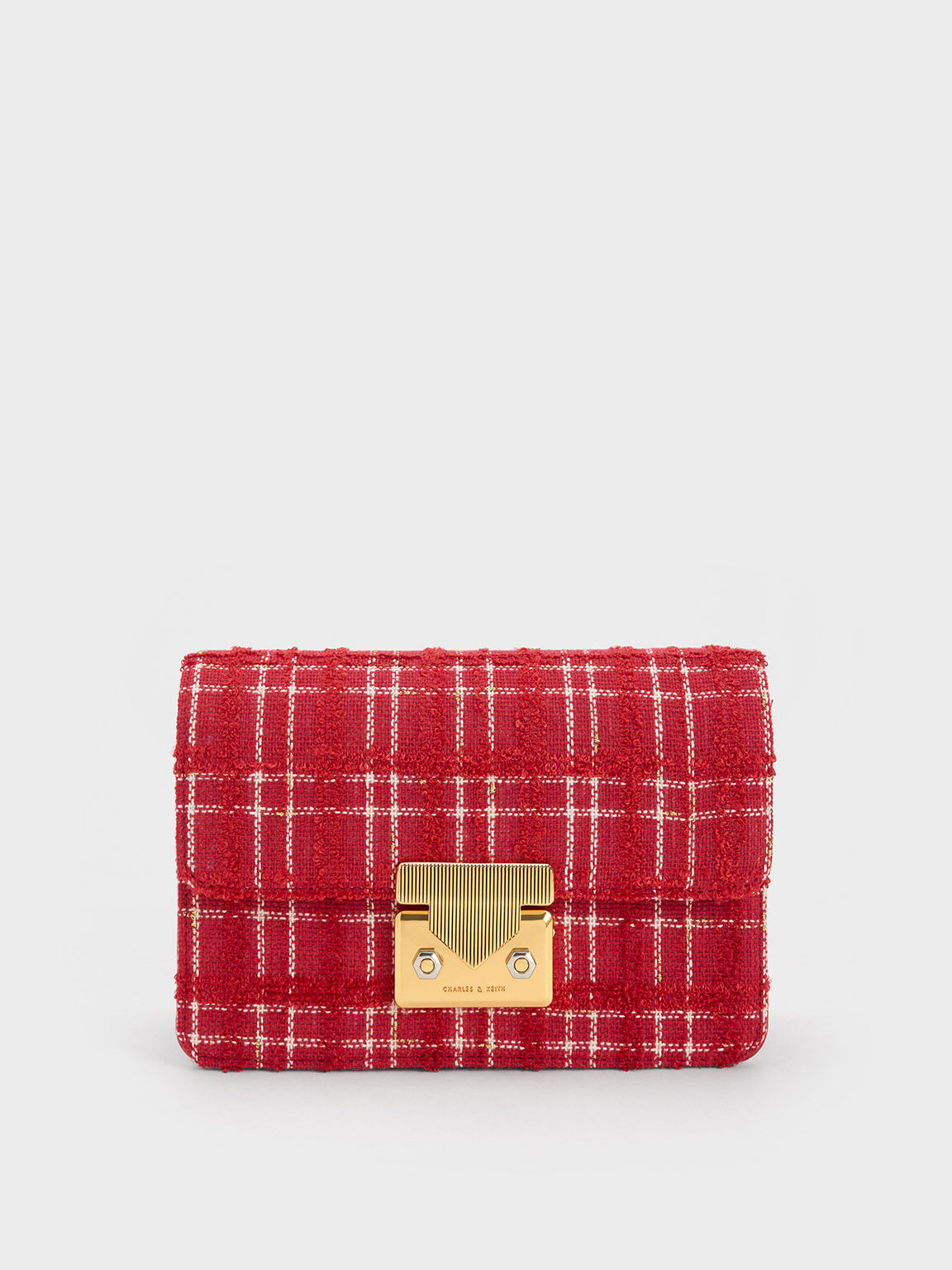 Eudora Tweed Boxy Bag, Red, hi-res