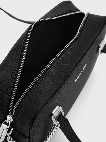 حقيبة كتف "أفيس" بتصميم مربع, أسود, hi-res