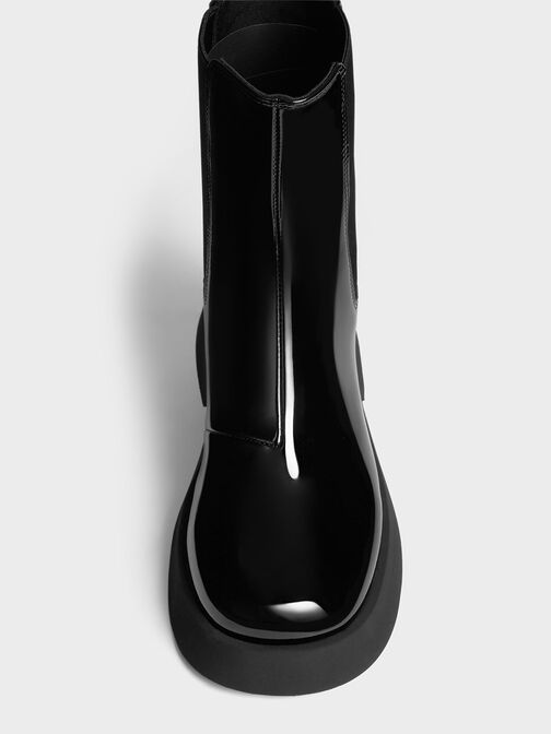 حذاء طويل تشيلسي براءة, Black Patent, hi-res