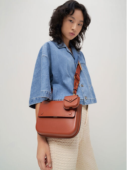 Amber Chain Handle Push-Lock Handbag, Brick, hi-res