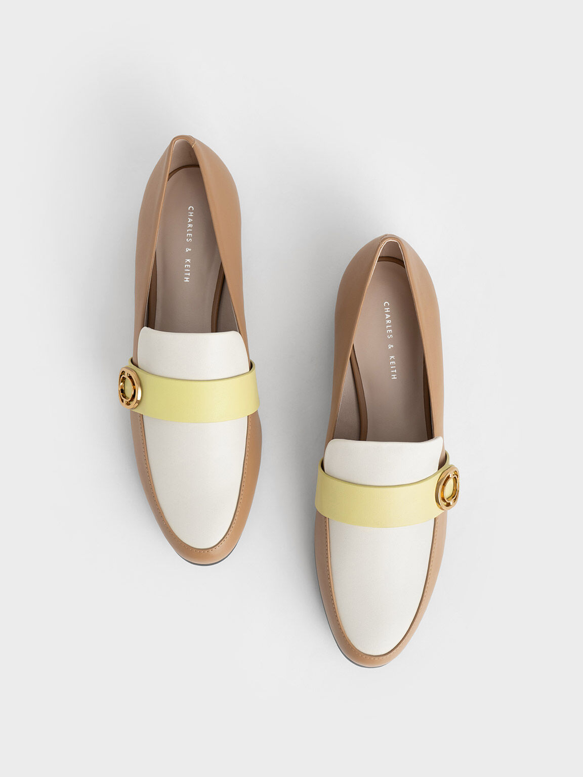 Metallic Accent Almond-Toe Penny Loafers, Multi, hi-res