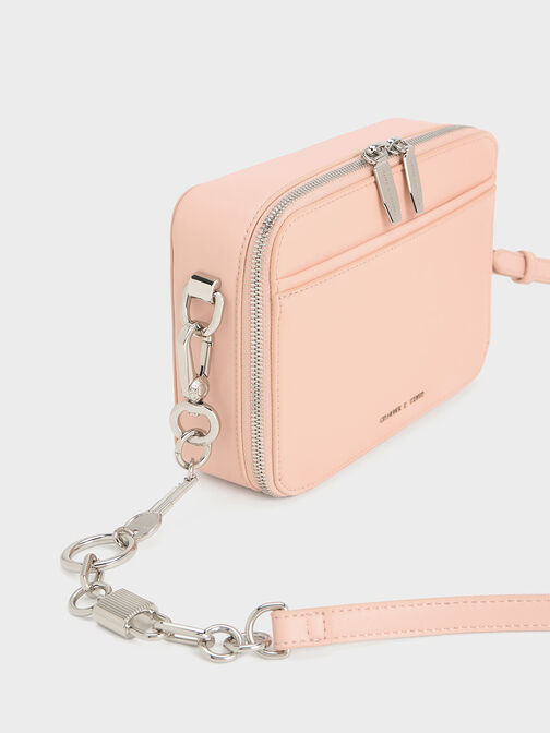 Lock & Key Chain Handle Bag, Pink, hi-res