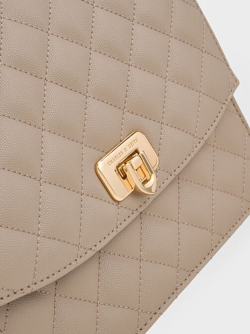 حقيبة كريسيدا مبطنة بحزام على شكل سلسلة, رمادي غامق, hi-res