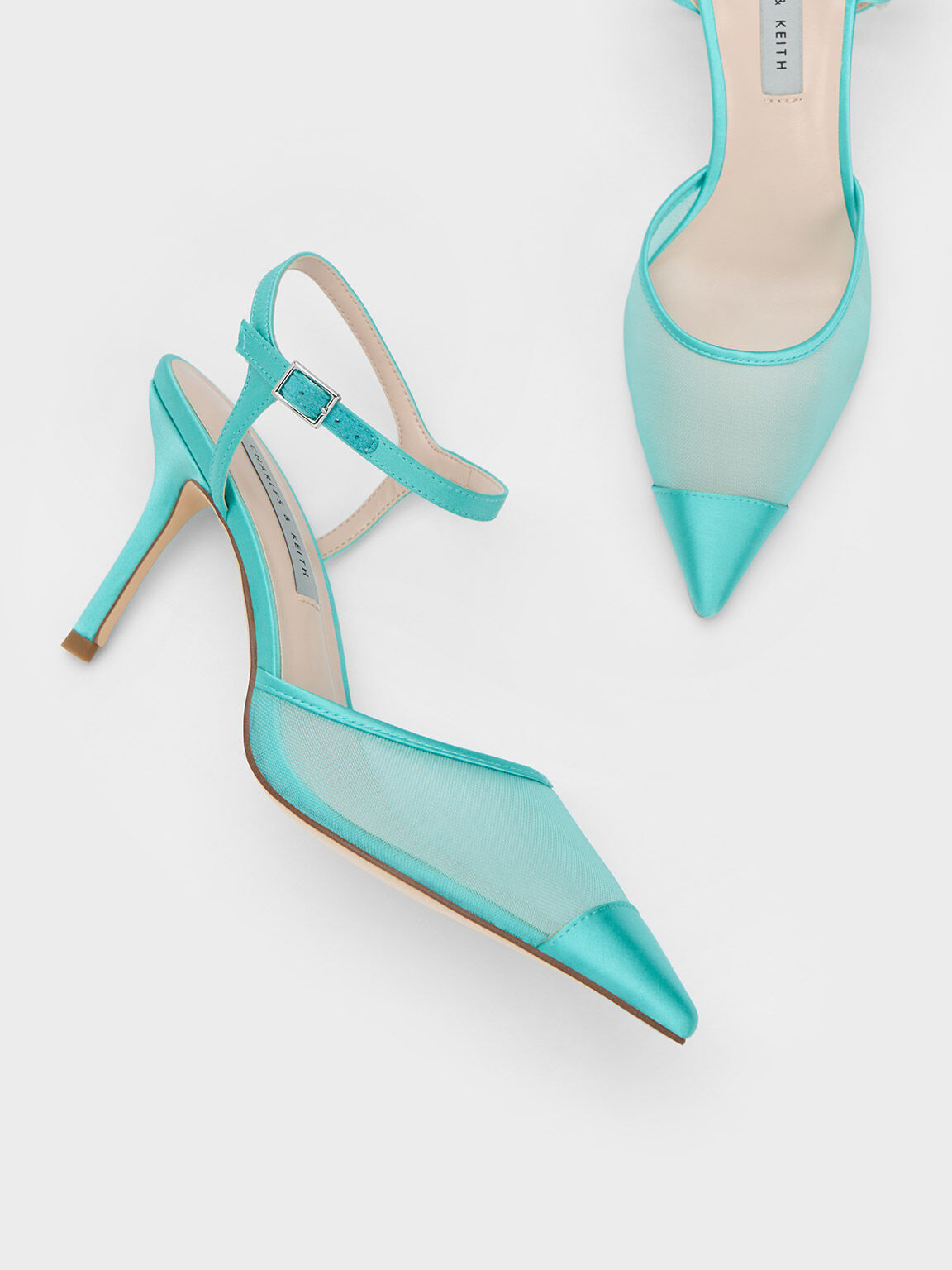 Recycled Polyester & Mesh Toe-Cap Pumps, Blue, hi-res