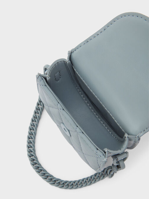Micro Gabine Quilted Saddle Bag​, Steel Blue, hi-res