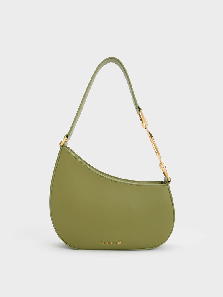 Asymmetrical Shoulder bag, Olive, hi-res