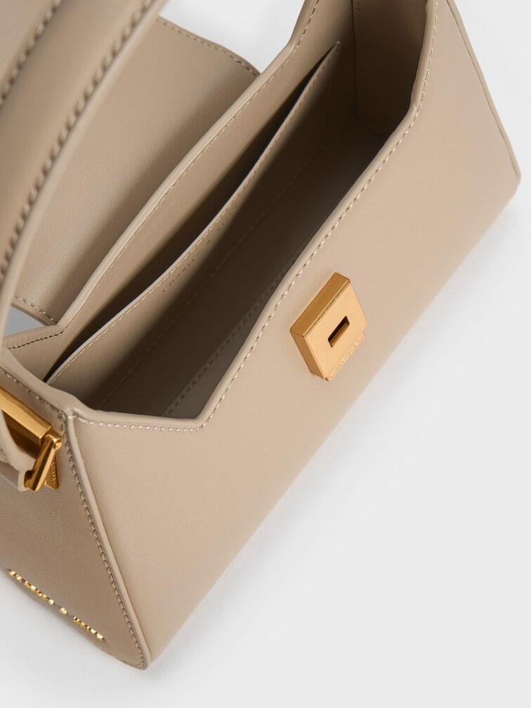 Front Flap Trapeze Shoulder Bag, Sand, hi-res