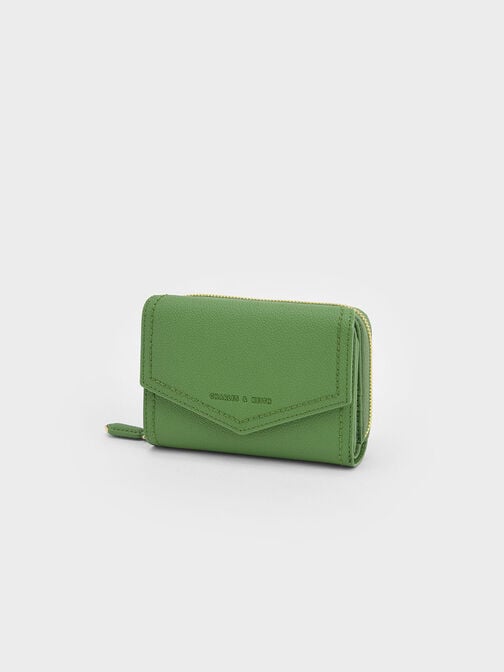 Stitch Trim Envelope Wallet, Green, hi-res
