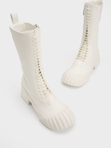 Adrian Chunky Sole Lace-Up Boots, Chalk, hi-res