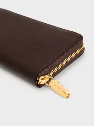 Zip-Around Long Wallet, Brown, hi-res