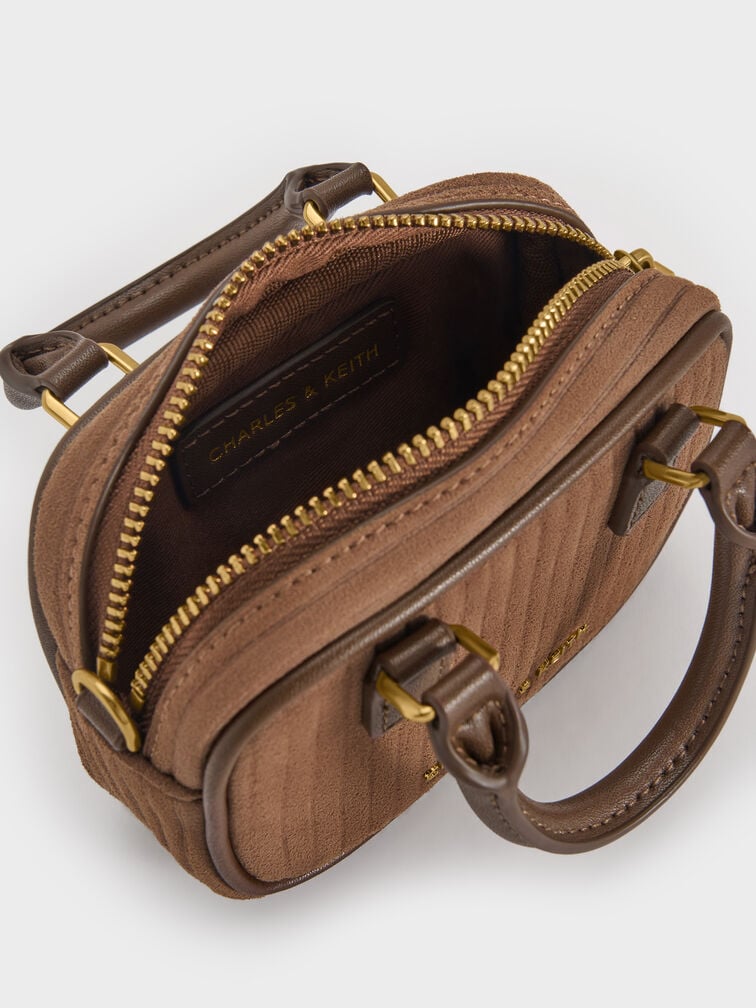 Sianna Corduroy Bowling-Bag Charm, Mocha Brown, hi-res