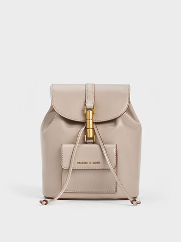 Cesia Metallic Accent Backpack, Taupe, hi-res