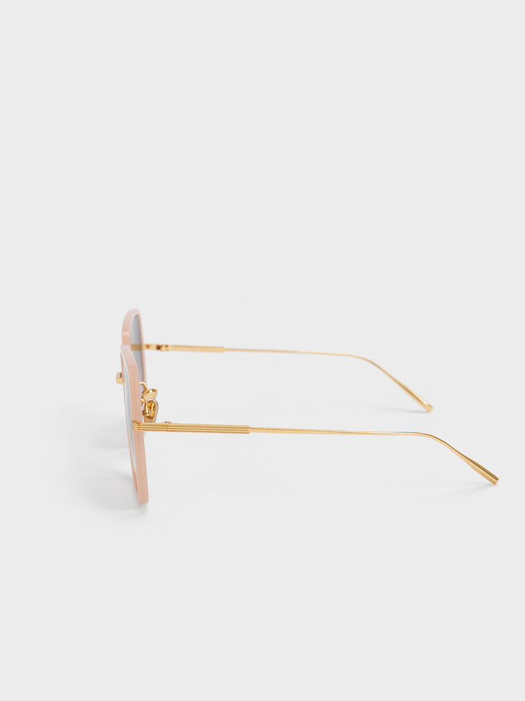 Oversized Square Butterfly Sunglasses, Pink, hi-res