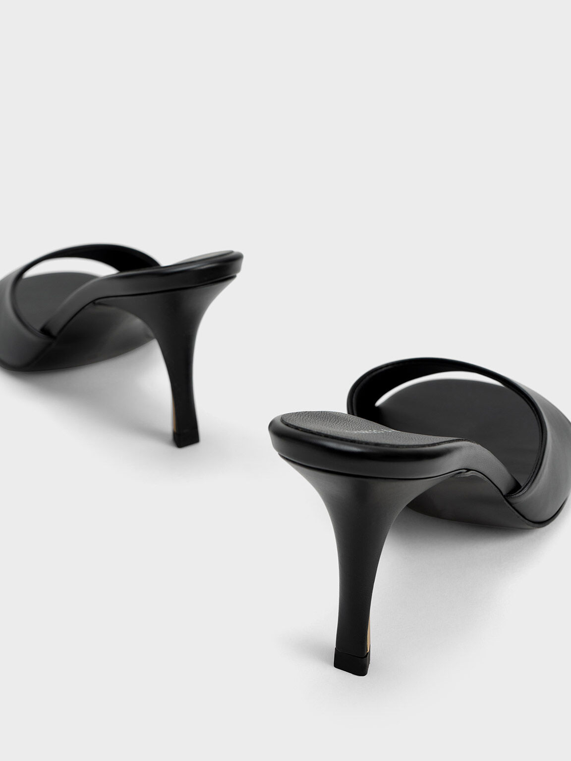 Round-Toe Sculptural Heel Mules, Black, hi-res