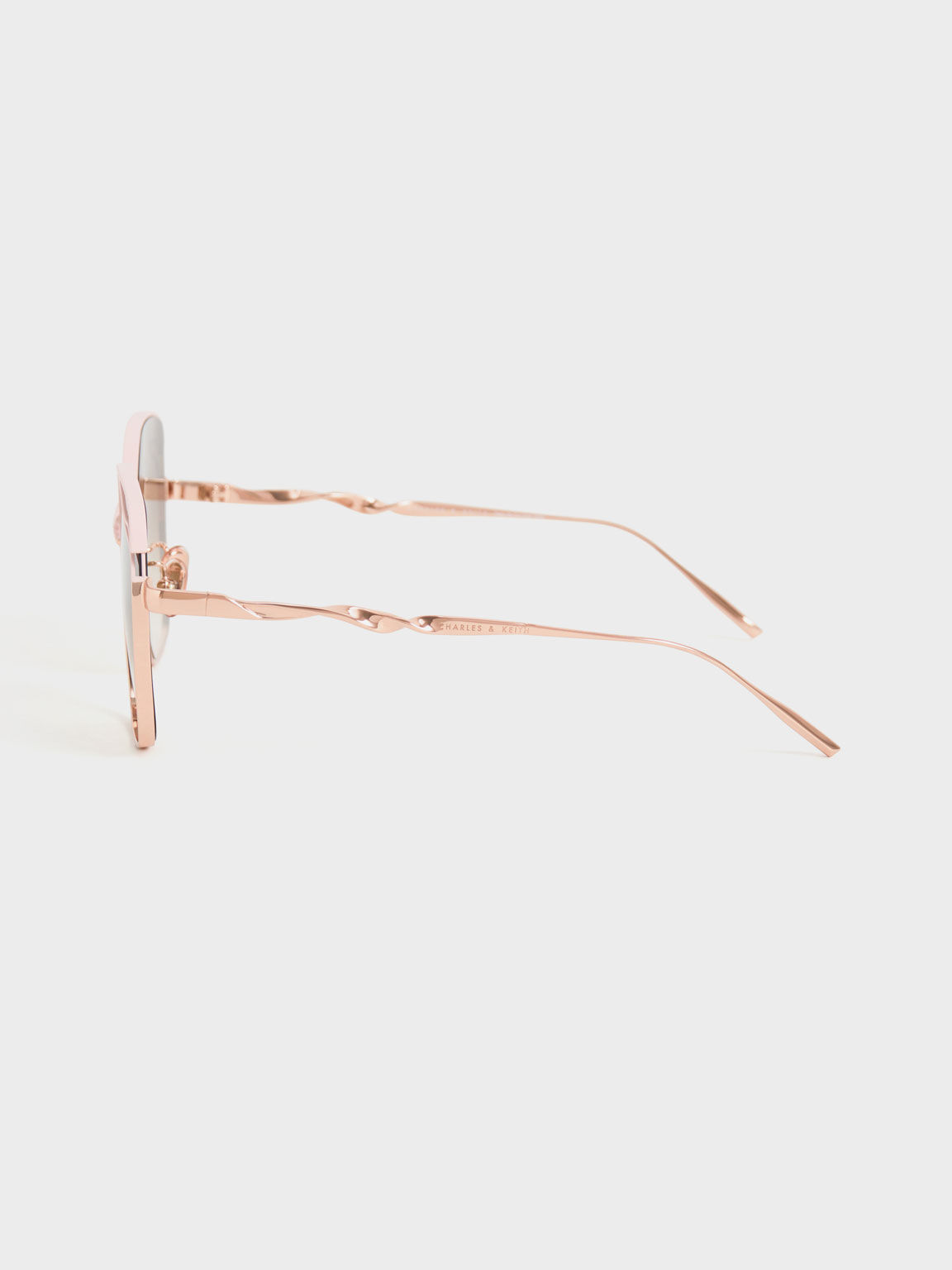 نظارة شمسية مربعة مع إطار معدني مموج, مشمشي, hi-res