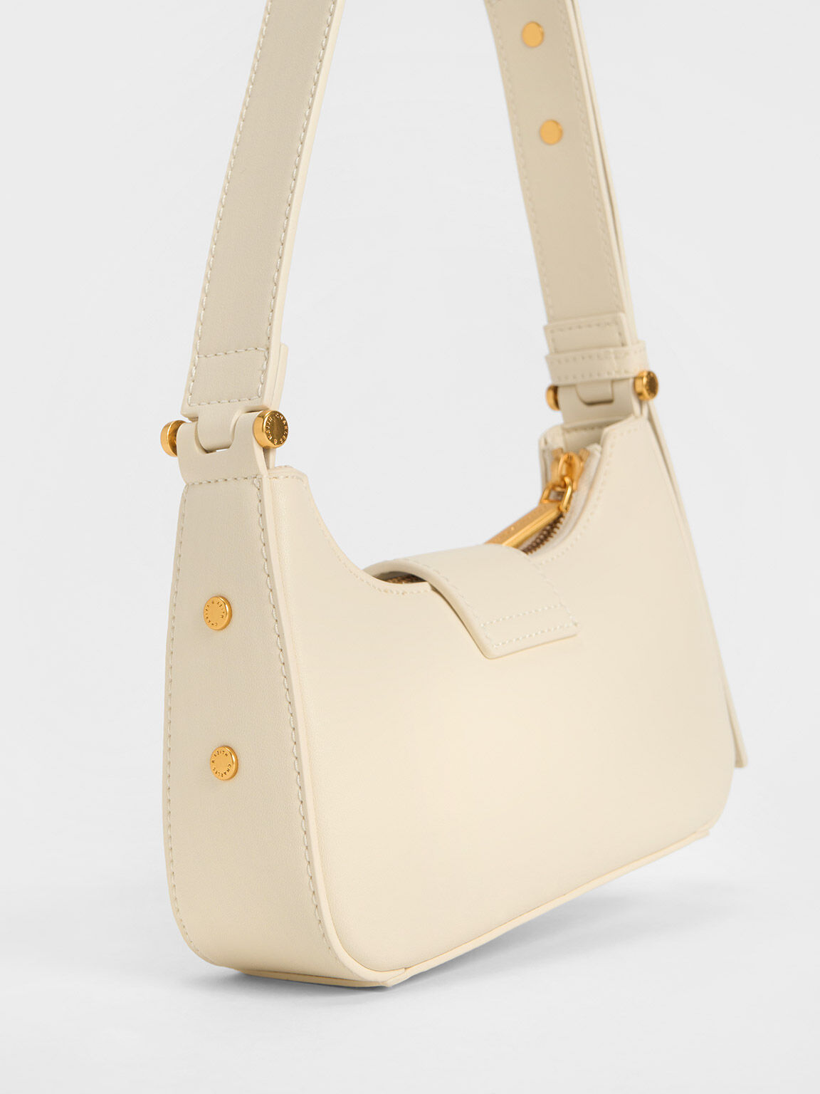 Metallic Accent Belted Bag, Chalk, hi-res