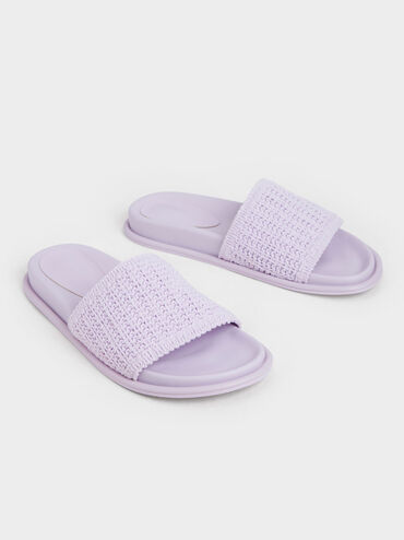 Snake Print Crossover Slingback Sandals, Lilac, hi-res