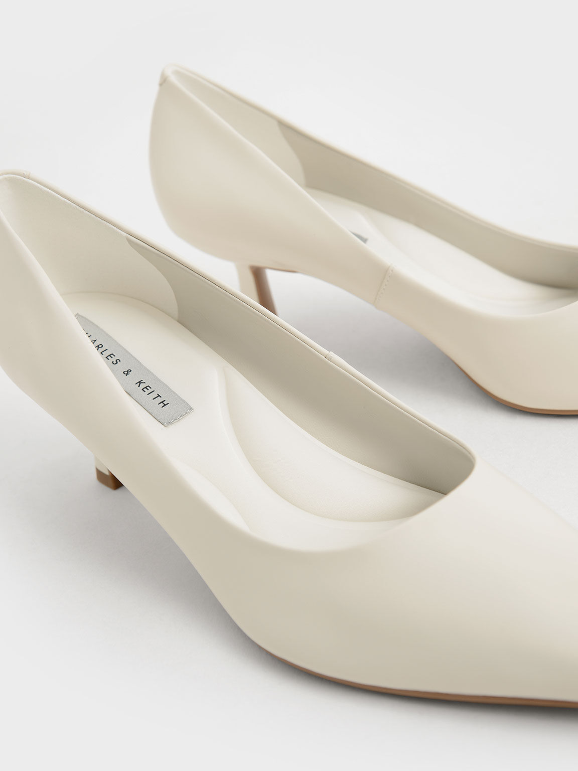 Pointed Kitten Heel Pumps, Chalk, hi-res