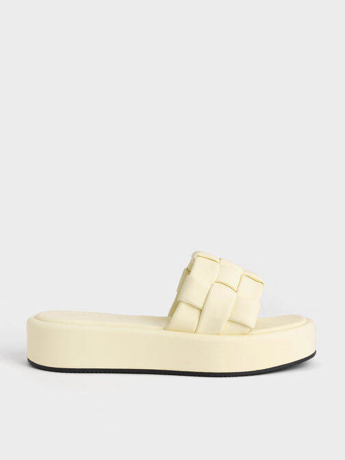 Interwoven Strap Platform Sandals, Butter, hi-res