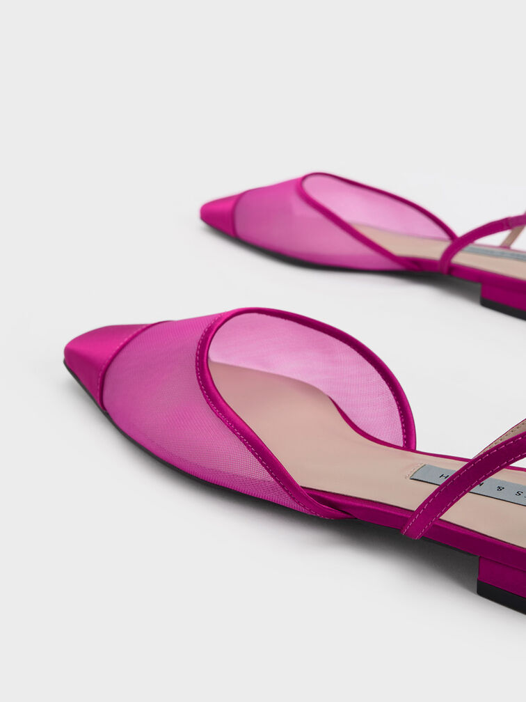 Mesh Toe-Cap Ballerinas, Fuchsia, hi-res