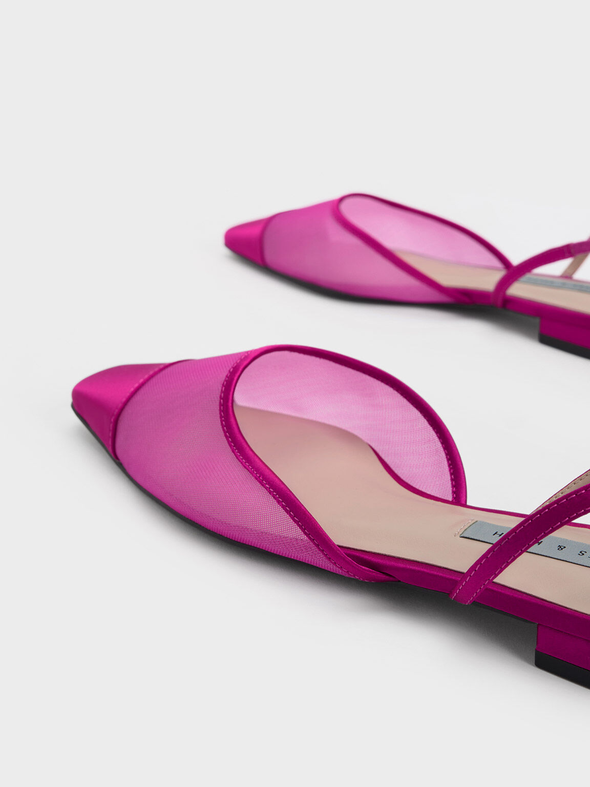 Mesh Toe-Cap Ballerinas, Fuchsia, hi-res