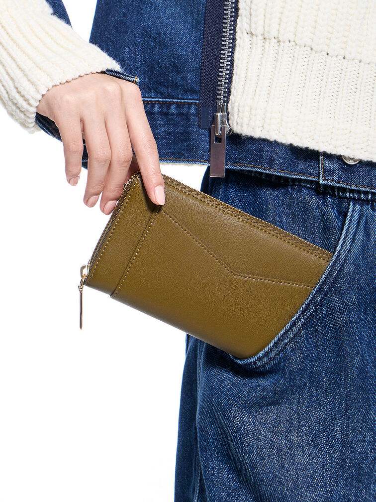 Gaia Zip-Around Wallet, Khaki, hi-res