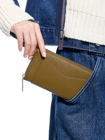 Gaia Zip-Around Wallet, Khaki, hi-res