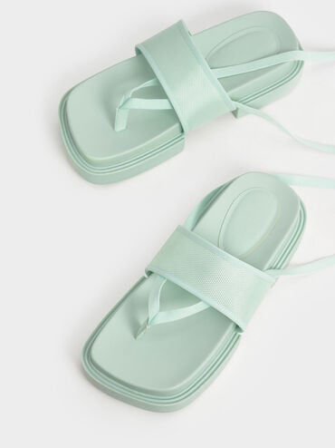 Alex Recycled Polyester Tie-Around Thong Sandals, Mint Green, hi-res