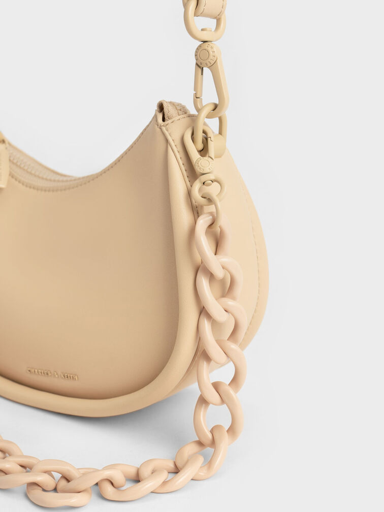 Lana Curved Shoulder Bag, Beige, hi-res