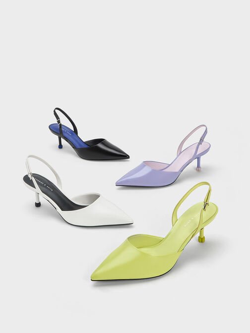 Sculptural Heel Slingback Pumps, Lime, hi-res