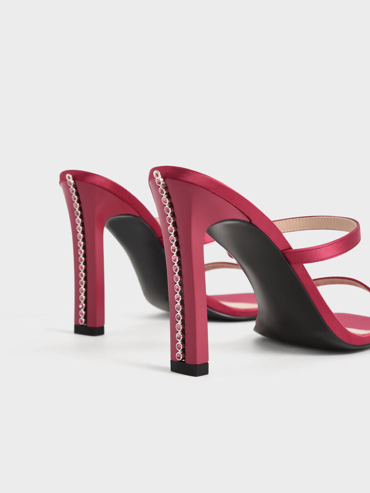 Recycled Polyester Gem Ankle-Strap Sandals, Red, hi-res