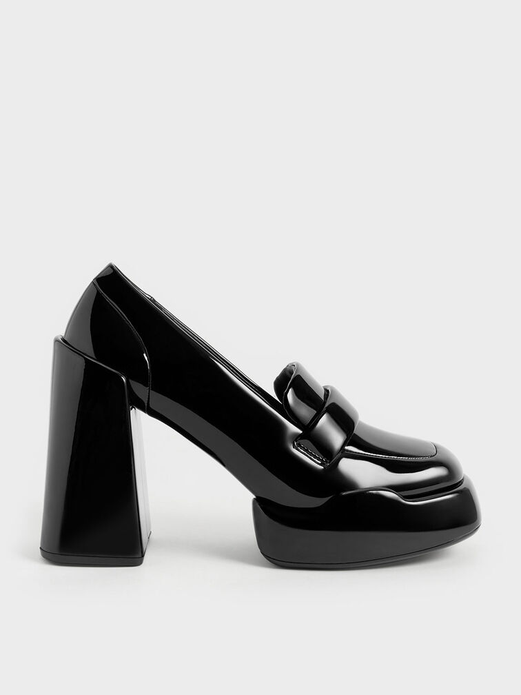 Lula Patent Loafer Pumps, Black, hi-res
