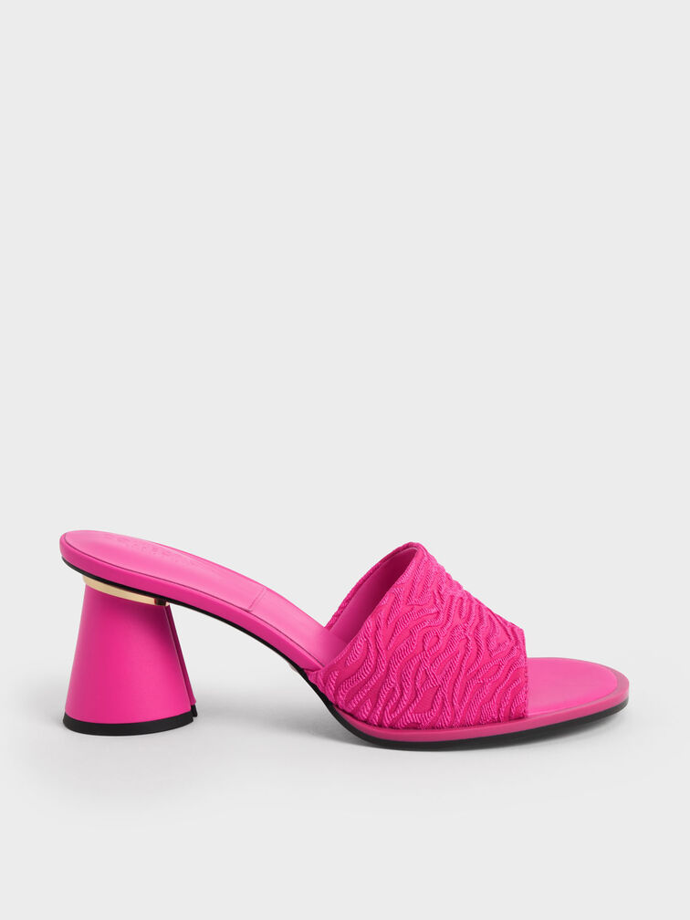 Medina Jacquard Cylinder Heel Mules, Pink, hi-res