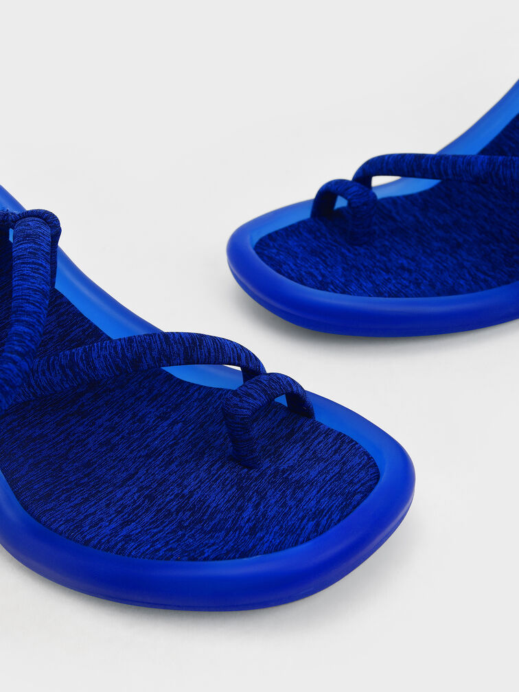 Electra Recycled Polyester Toe-Loop Heeled Sandals, Blue, hi-res