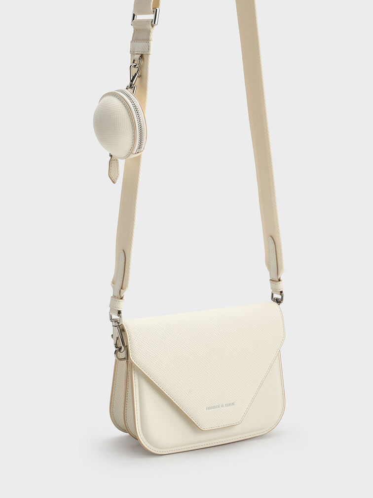 Kay Front Flap Crossbody Bag, Cream, hi-res