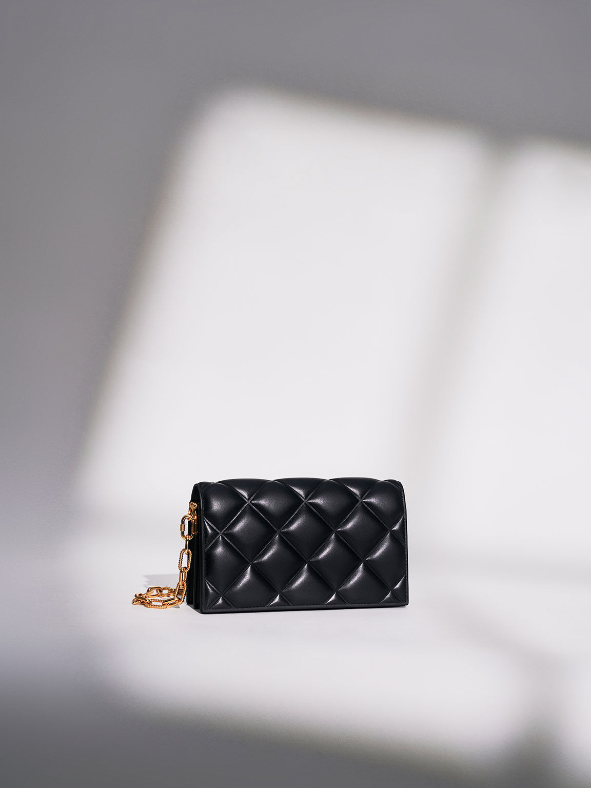 Alcott Scarf Handle Quilted Clutch, Black, hi-res