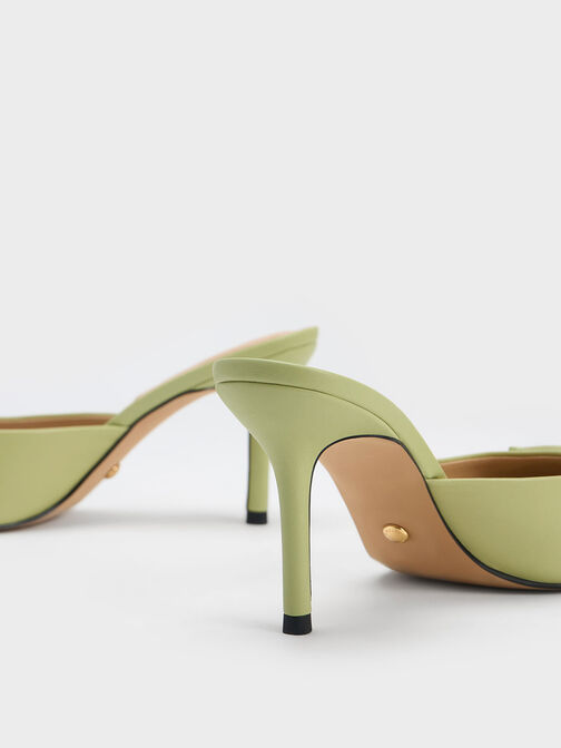 Gabine Leather Mules, Green, hi-res