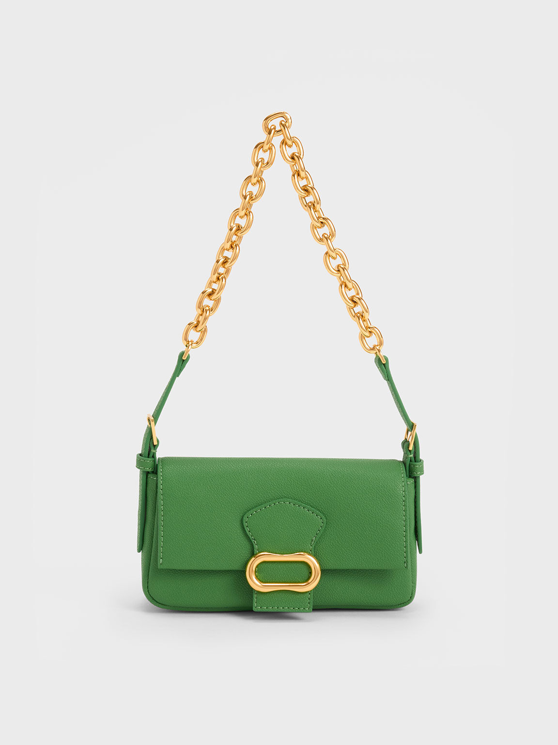 Green Daki Belted Shoulder Bag - CHARLES & KEITH SA