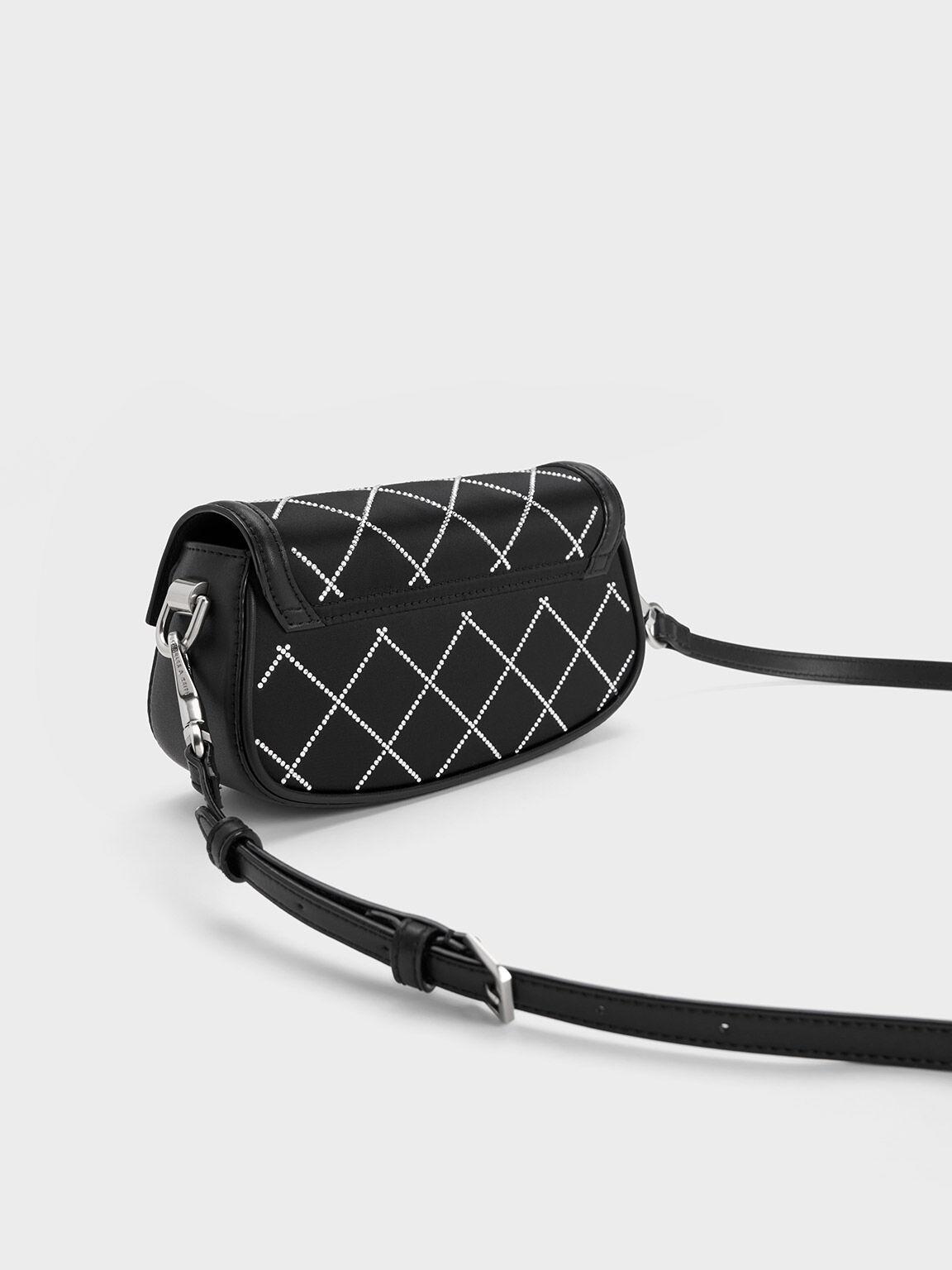 Este Chain Handle Satin Bag, Black, hi-res
