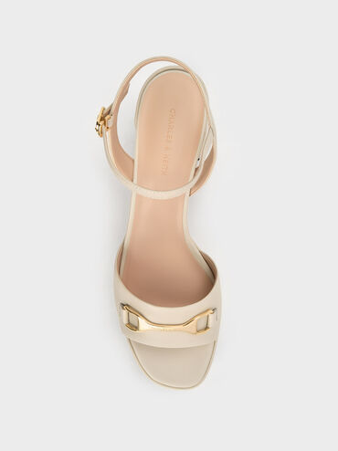 Leslie Metallic Accent Platform Slingback Sandals, White, hi-res